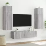 2 db szürke sonoma fali TV-szekrény LED-ekkel 60x35x41 cm