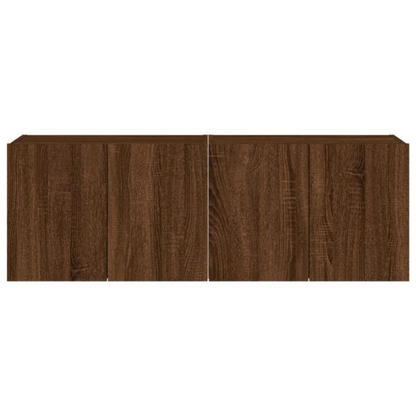 2 db barna tölgyszínű fali TV-szekrény LED-del 60x35x41 cm