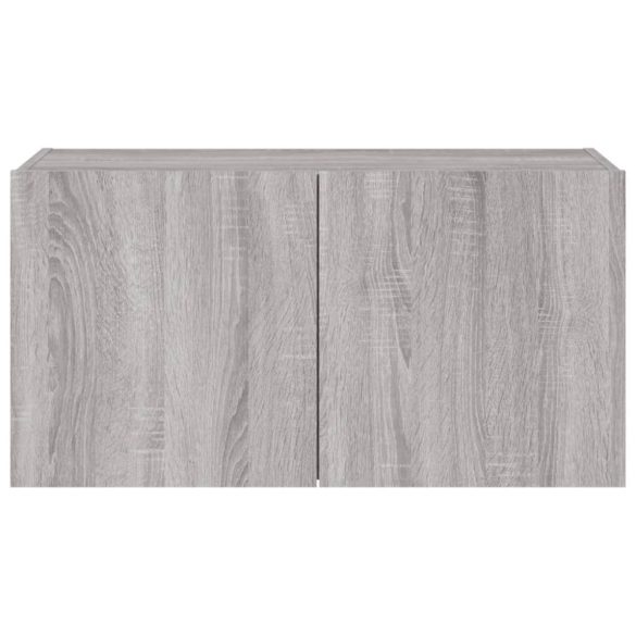 szürke sonoma színű fali TV-szekrény LED-del 80x35x41 cm