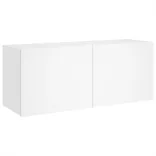 fehér falra szerelhető TV-szekrény LED-lámpákkal 100x35x41 cm