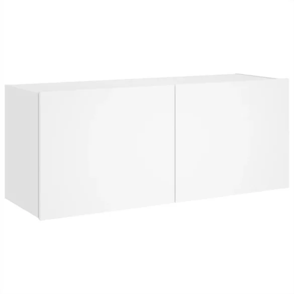 fehér falra szerelhető TV-szekrény LED-lámpákkal 100x35x41 cm