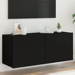 fekete fali TV-szekrény LED-világítással 100x35x41 cm