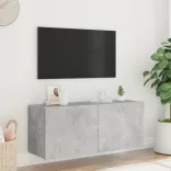 betonszürke fal TV-szekrény LED-világítással 100 x 35 x 41 cm