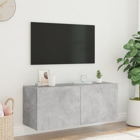 betonszürke fal TV-szekrény LED-világítással 100 x 35 x 41 cm