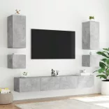 betonszürke fal TV-szekrény LED-világítással 100 x 35 x 41 cm