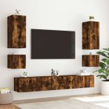 füstös tölgy színű fali TV-szekrény LED-ekkel 100 x 35 x 41 cm
