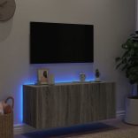 szürke sonoma színű fali TV-szekrény LED-ekkel 100 x 35 x 41 cm
