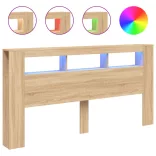 sonoma tölgy színű szerelt fa LED-es fejtámla 200x18,5x103,5 cm