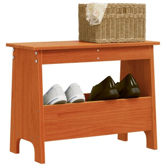 viaszbarna tömör fenyőfa előszoba pad 60x28x45 cm