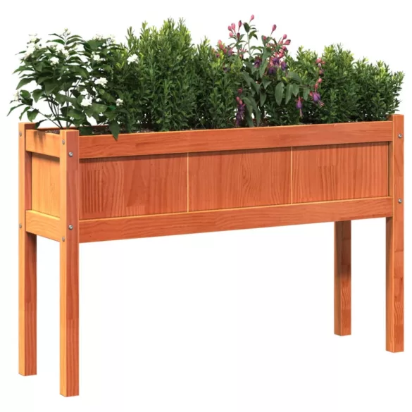 viaszbarna tömör fenyőfa kerti virágláda 110 x 31 x 70 cm