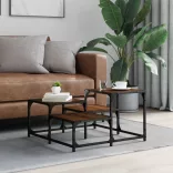barna tölgy színű szerelt fa dohányzóasztal 68 x 68 x 40 cm