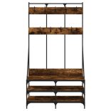 füstös tölgy színű ruhafogas cipőpolccal 100x40x184 cm