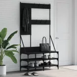 fekete ruhafogas cipőpolccal 100x40x184 cm