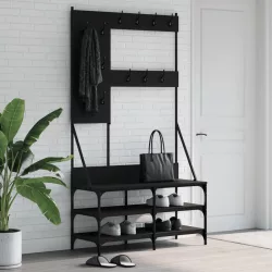 fekete ruhafogas cipőpolccal 100x40x184 cm