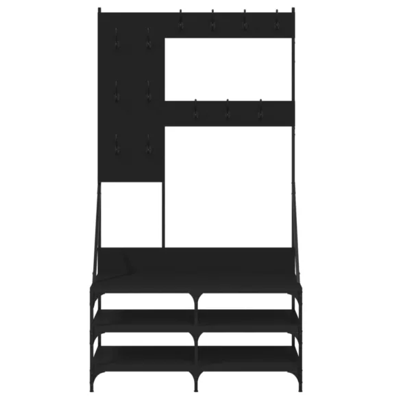 fekete ruhafogas cipőpolccal 100x40x184 cm