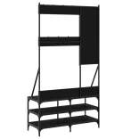 fekete ruhafogas cipőpolccal 100x40x184 cm