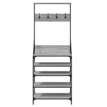 szürke sonoma színű ruhafogas cipőpolccal 70 x 34 x 184 cm