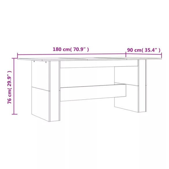 füstös tölgy színű szerelt fa étkezőasztal 180 x 90 x 76 cm
