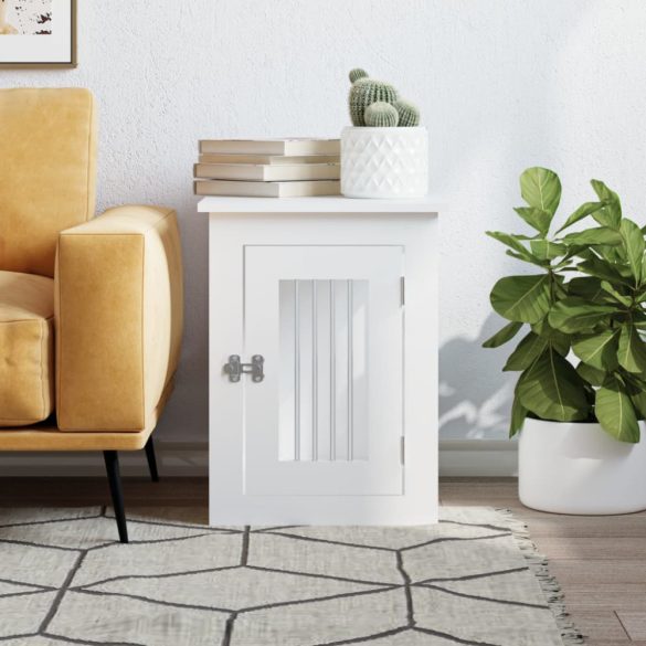 fehér szerelt fa kutyaketrec 45 x 62 x 59 cm