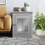 szürke sonoma színű szerelt fa kutyaketrec 55 x 75 x 65 cm