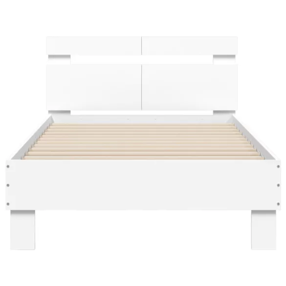 fehér szerelt fa ágykeret fejtámlával 100 x 200 cm