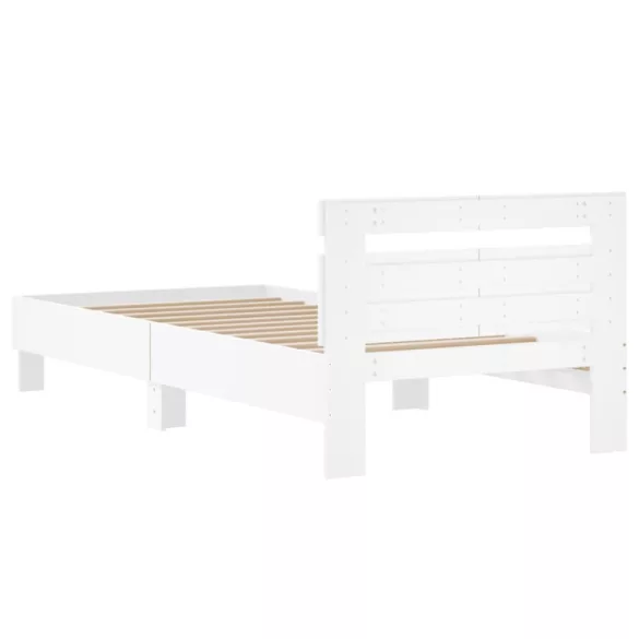 fehér szerelt fa ágykeret fejtámlával 100 x 200 cm