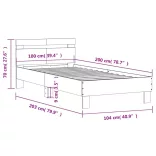 szürke sonoma színű szerelt fa ágykeret fejtámlával 100x200 cm