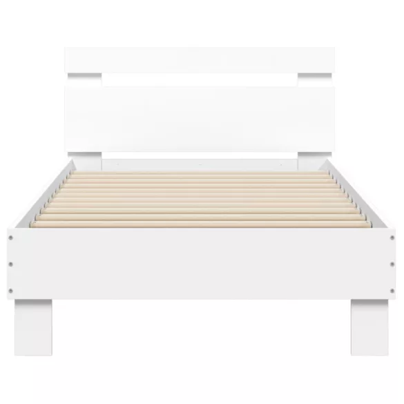 fehér szerelt fa ágykeret fejtámlával 90 x 200 cm