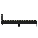 fekete szerelt fa ágykeret fejtámlával 90 x 200 cm