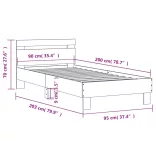 fekete szerelt fa ágykeret fejtámlával 90 x 200 cm