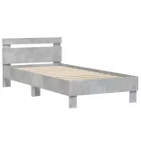 betonszürke szerelt fa ágykeret fejtámlával 90 x 200 cm