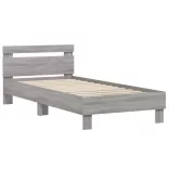 szürke sonoma színű szerelt fa ágykeret fejtámlával 90 x 200 cm