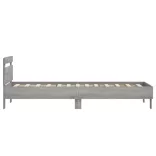 szürke sonoma színű szerelt fa ágykeret fejtámlával 90 x 200 cm
