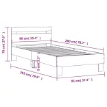 szürke sonoma színű szerelt fa ágykeret fejtámlával 90 x 200 cm