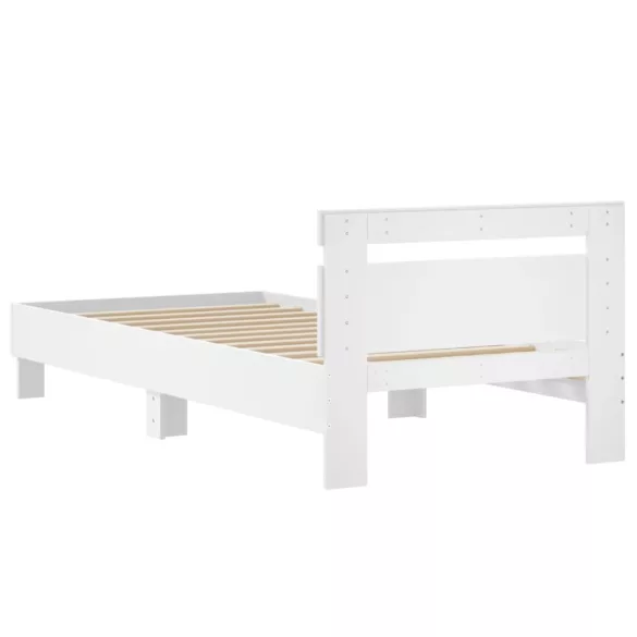 fehér szövet ágykeret fejtámlával 75x190 cm