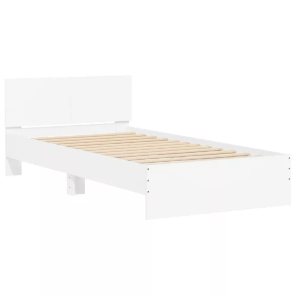 fehér szerelt fa ágykeret fejtámlával 100 x 200 cm