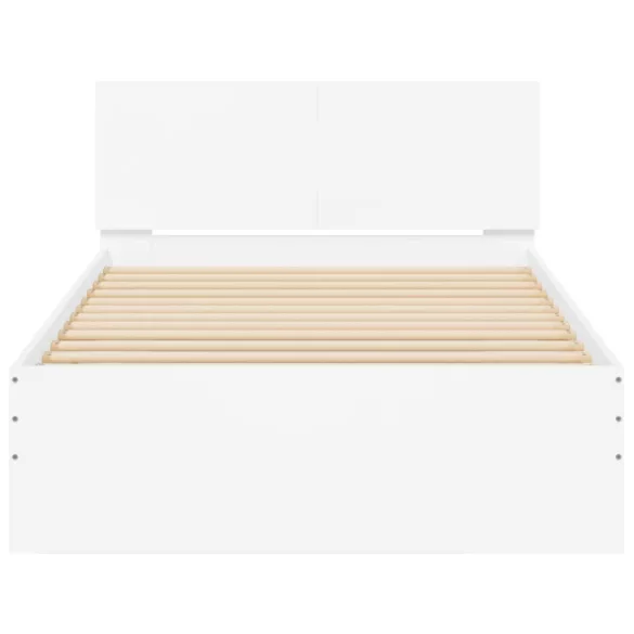 fehér szerelt fa ágykeret fejtámlával 100 x 200 cm