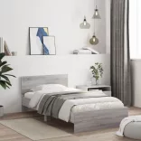 szürke sonoma színű szerelt fa ágykeret fejtámlával 100x200 cm