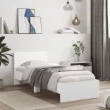 fehér szerelt fa ágykeret fejtámlával 90 x 200 cm