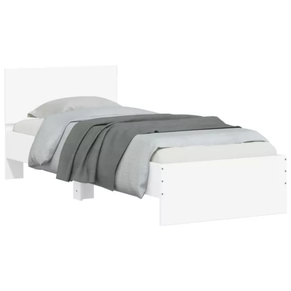 fehér szerelt fa ágykeret fejtámlával 90 x 200 cm