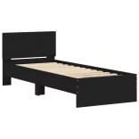 fekete szerelt fa ágykeret fejtámlával 90 x 200 cm