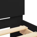 fekete szerelt fa ágykeret fejtámlával 90 x 200 cm