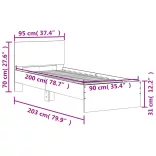 fekete szerelt fa ágykeret fejtámlával 90 x 200 cm
