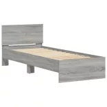 szürke sonoma színű szerelt fa ágykeret fejtámlával 90 x 200 cm