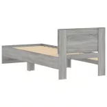 szürke sonoma színű szerelt fa ágykeret fejtámlával 90 x 200 cm