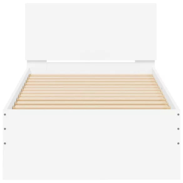 fehér szerelt fa ágykeret fejtámlával 90 x 190 cm