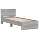 szürke sonoma színű szerelt fa ágykeret fejtámlával 90 x 190 cm