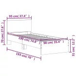 szürke sonoma színű szerelt fa ágykeret fejtámlával 90 x 190 cm
