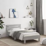 szürke sonoma ágykeret fejtámlával és LED-ekkel 100 x 200 cm