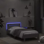 szürke sonoma ágykeret fejtámlával és LED-ekkel 100 x 200 cm